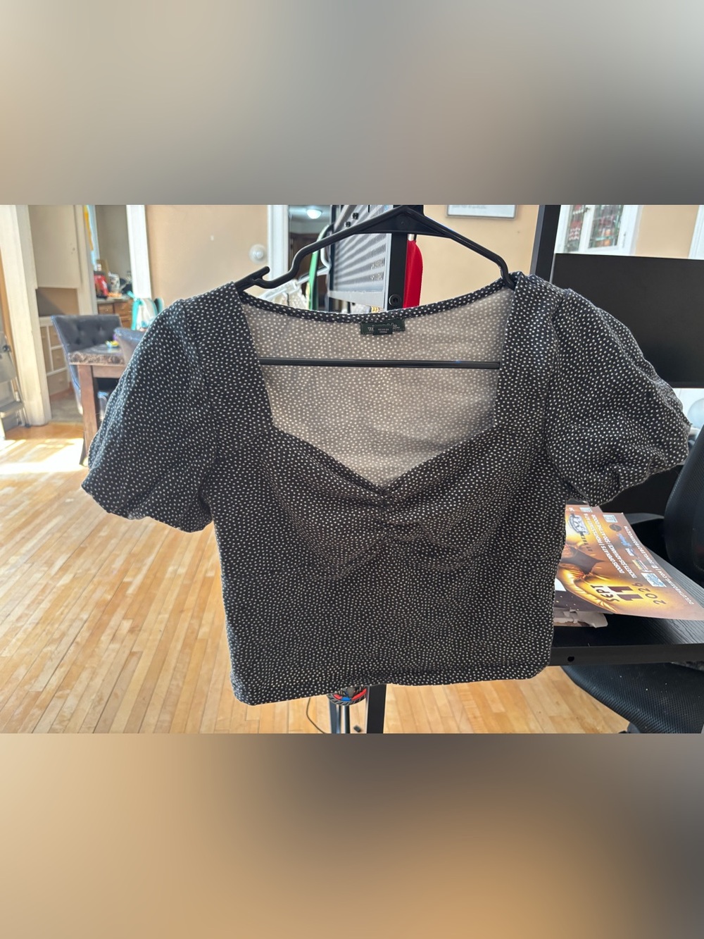 wild fable Black Polka Dot Sweetheart Crop Top